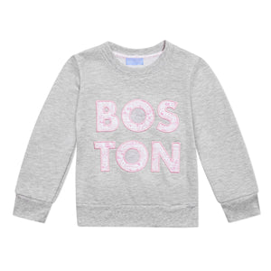 Joy Street Kids Boston Sweatshirt in Grey/Pink