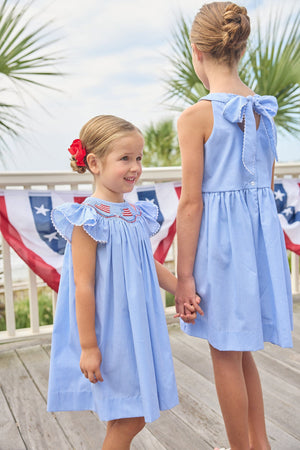 Little English Smocked Bishop Dress in Flags