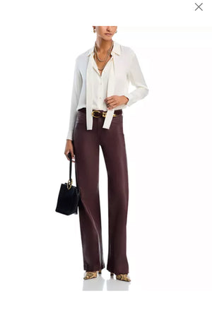 L'Agence Scottie Wide Leg Coated Jean in Chocolate