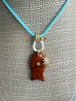 Forever Blythe Gemstone Single Fish Pendant Necklace - Assorted