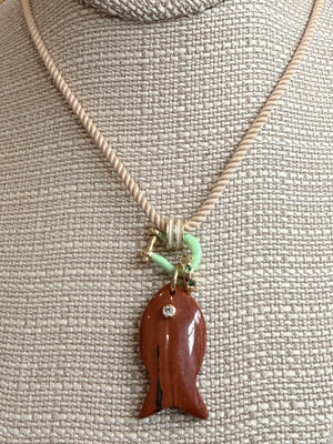 Forever Blythe Gemstone Single Fish Pendant Necklace - Assorted