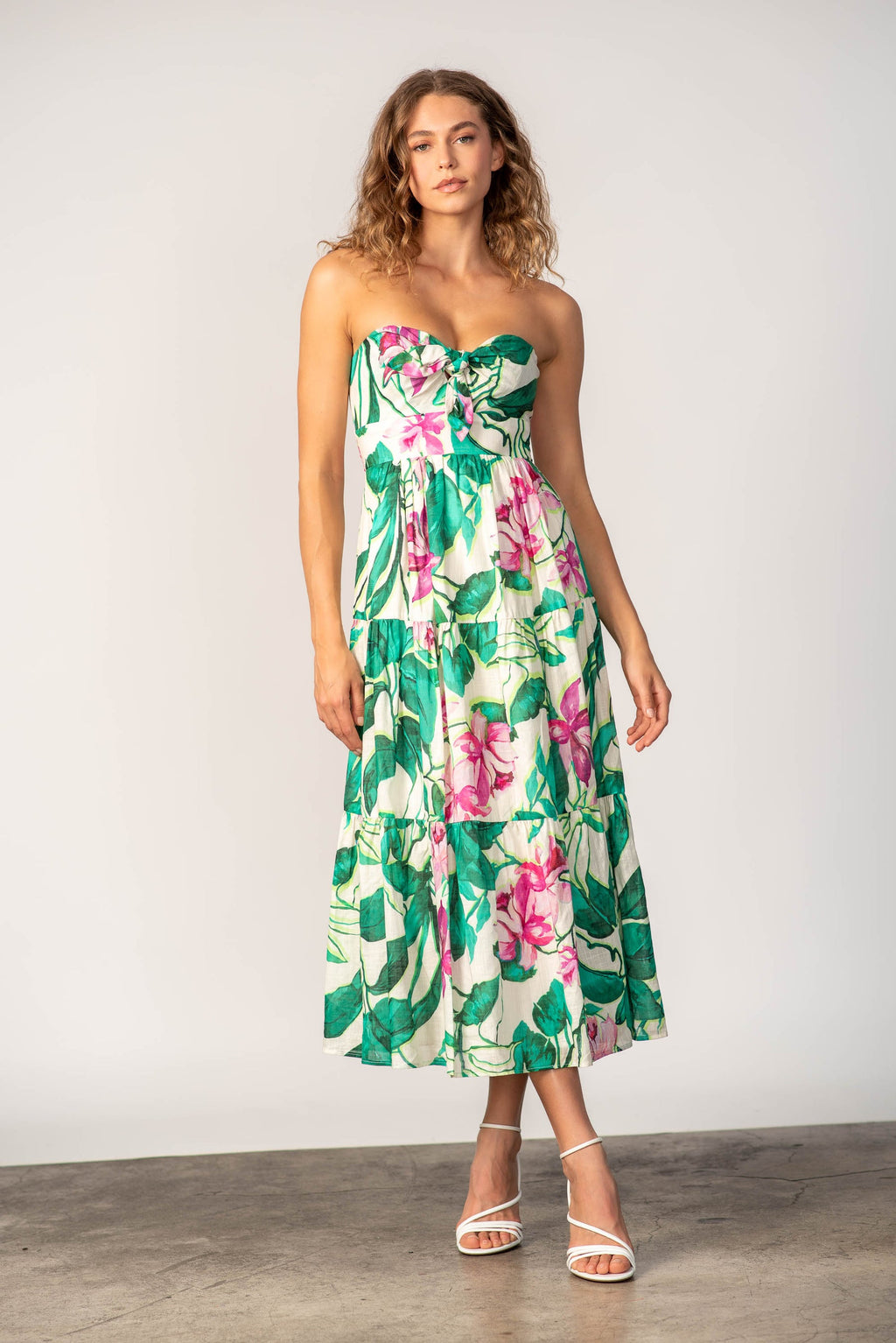 Lavender Brown Tessa Dress in Green/Pink