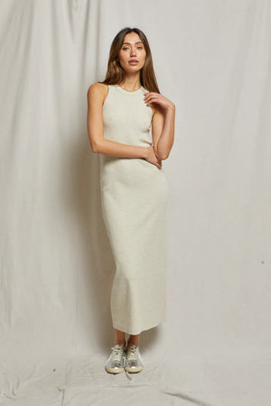 perfectwhitetee Cassidy Blondie Maxi Dress in Heathered Oat