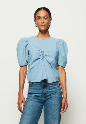 Nation Cecily Baby Doll Top in Chambray