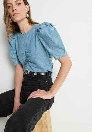 Nation Cecily Baby Doll Top in Chambray