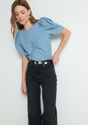 Nation Cecily Baby Doll Top in Chambray