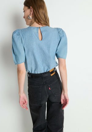 Nation Cecily Baby Doll Top in Chambray