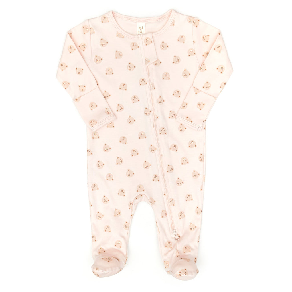 Tun Tun Zip Footie in Pink Bears