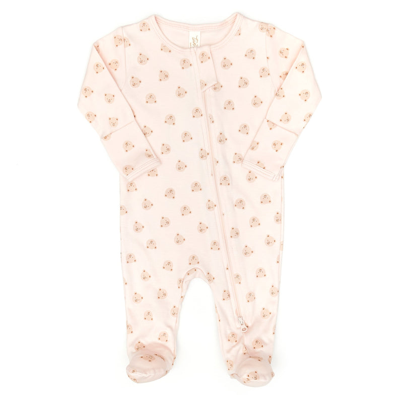 Tun Tun Zip Footie in Pink Bears