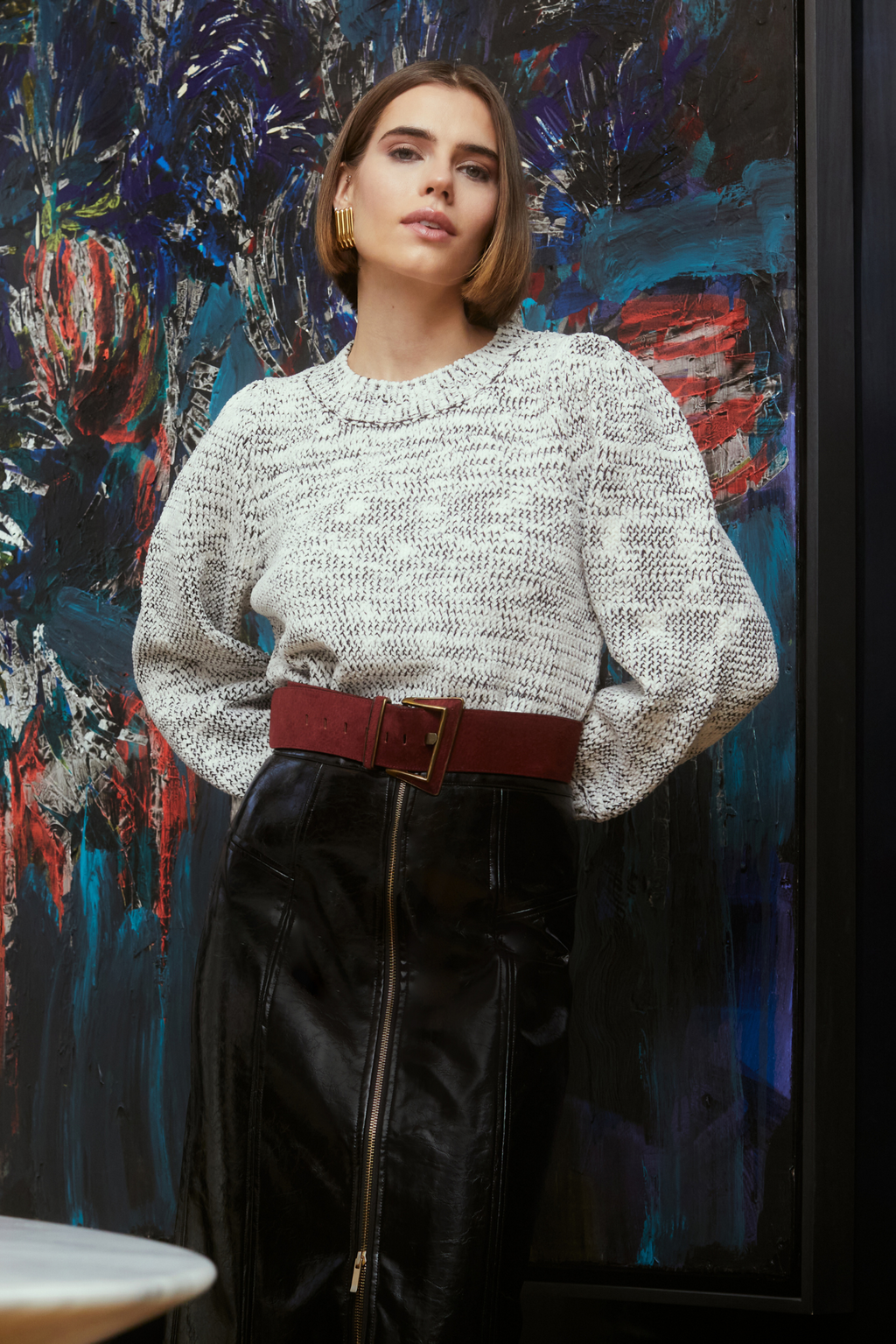 Allison Charlotte Sweater in Ivory/Black