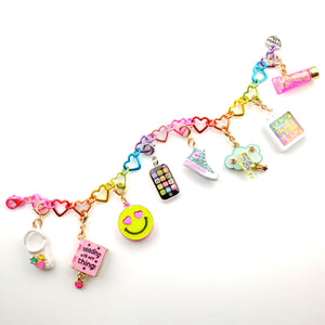 Charm It! Rainbow Heart Link Bracelet