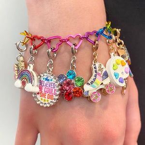 Charm It! Rainbow Heart Link Bracelet