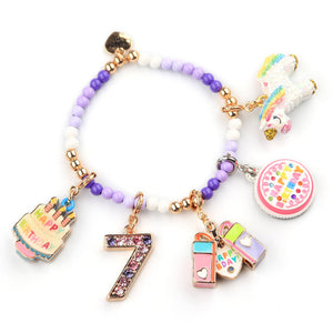 Charm It! Gold Purple Stretch Bead Bracelet