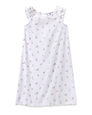 Petite Plume Twill Amelie Nightgown in Coastal Charms