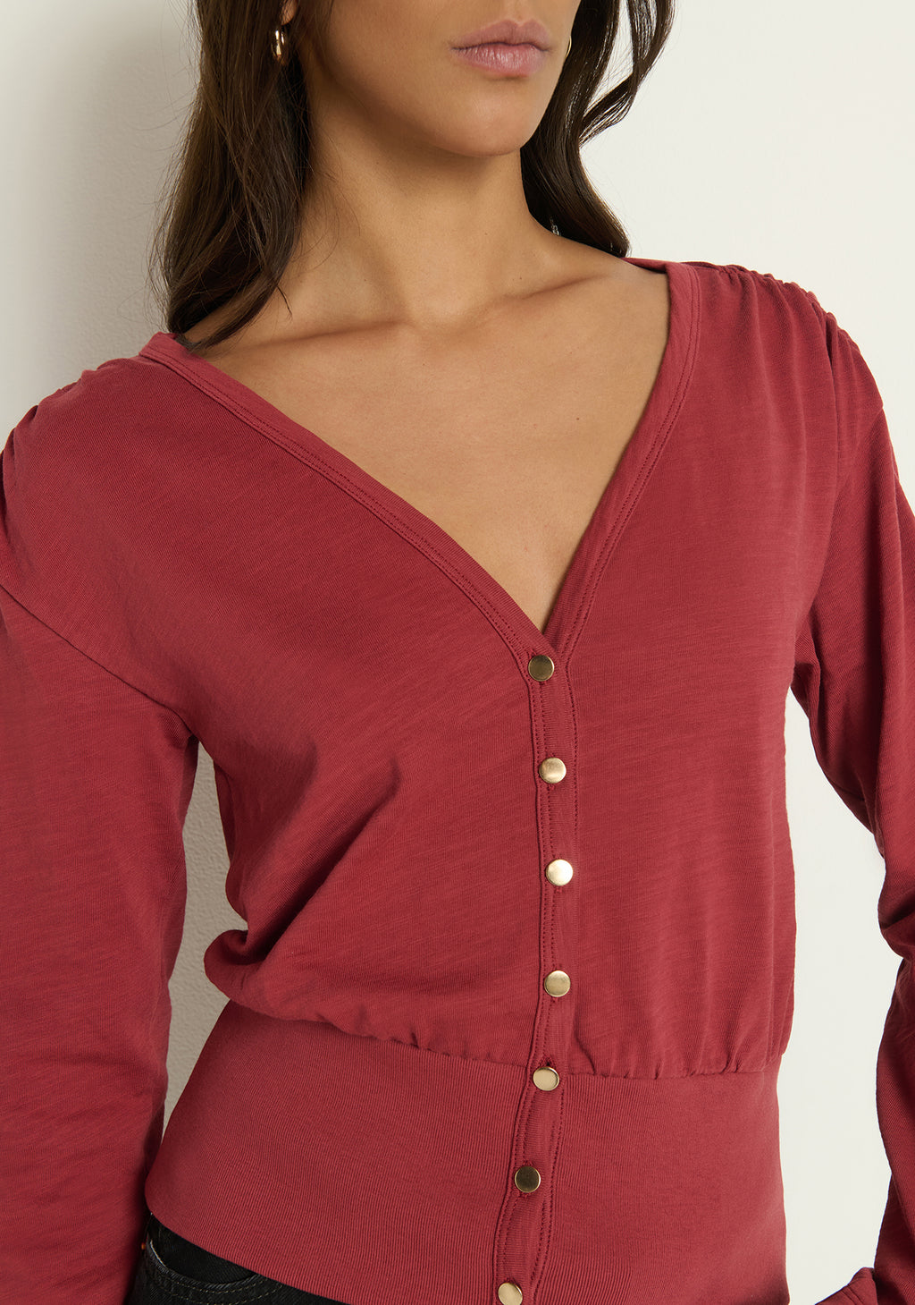 Nation Colette Cardigan Top in Russet