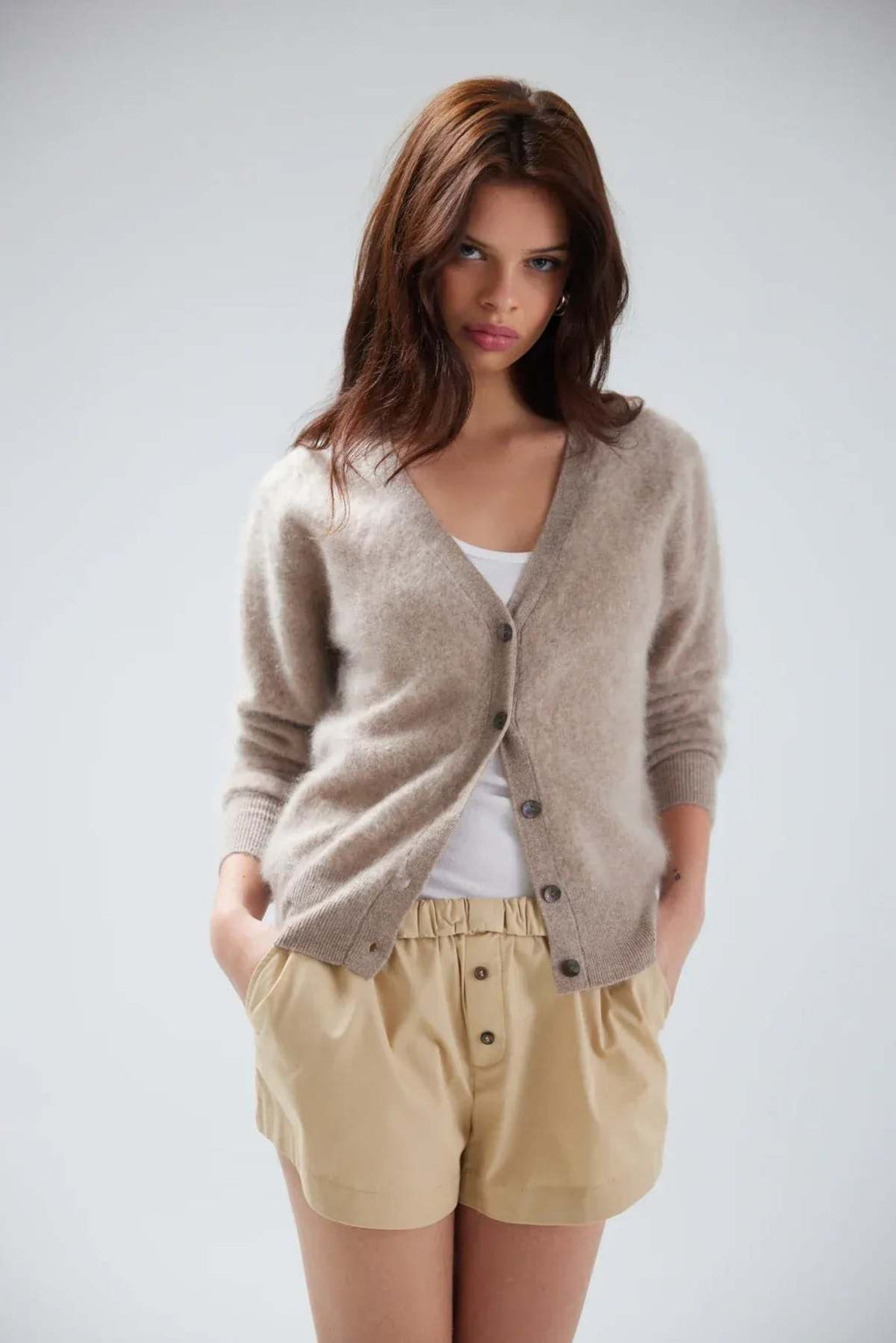 Colorush Brushed Vienna Cardigan in Truffle