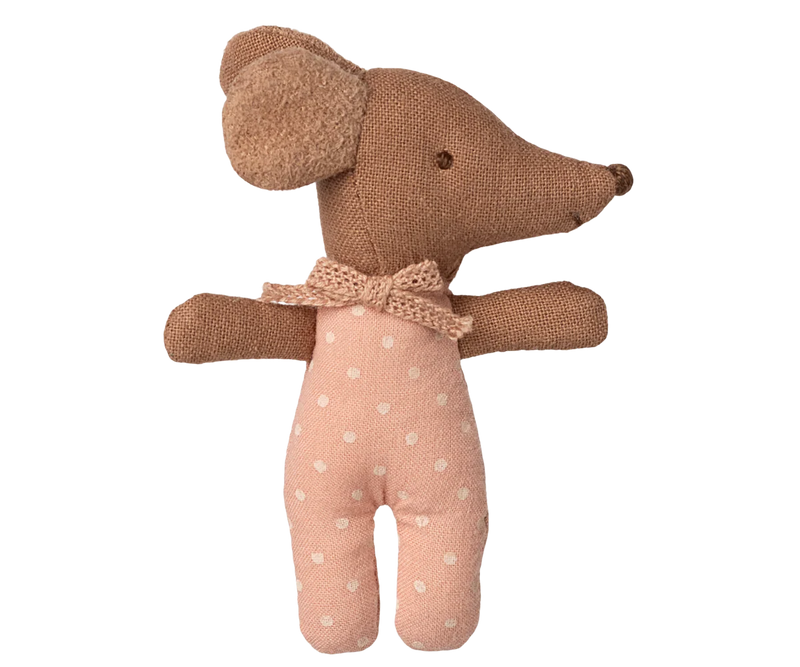 Maileg Winter Sleepy Wakey Baby Mouse in Matchbox in Rose