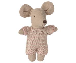 Maileg Baby Mouse in Carry Cot in Rose