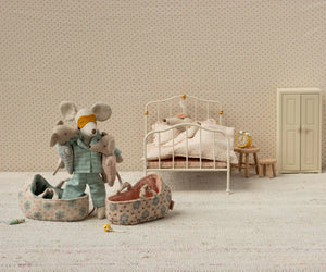 Maileg Baby Mouse in Carry Cot in Rose