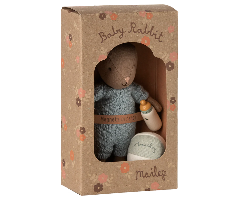 Maileg Winter Micro Rabbit Set in Brown/ Blue