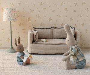 Maileg Winter Micro Rabbit Set in Brown/ Blue