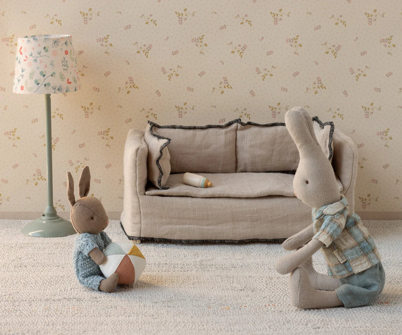 Maileg Winter Micro Rabbit Set in Brown/ Blue
