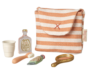 Maileg Tooth Brush Set in Bag - Red stripe