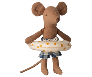 Maileg Little Brother Beach Mouse with Float in Yellow Dot
