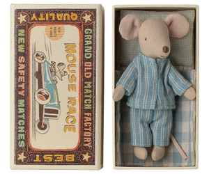 Maileg Big Brother Mouse in a Matchbox (Blue PJs)