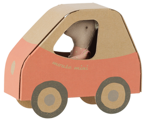 Maileg Driver Mouse Little Sister in Red Car Box