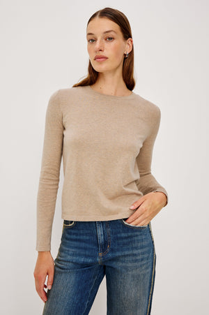 Rails Cotton Cashmere Long Sleeve Tee in Heather Oat