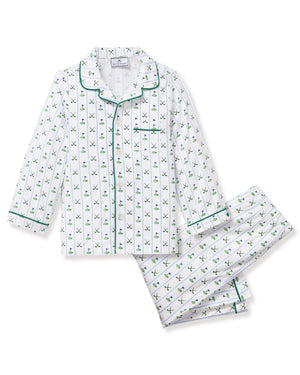 Petite Plume Twill Pajama Set in Fairway Stripe