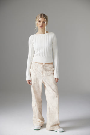 Colorush Gwen Boat Neck Sweater in White