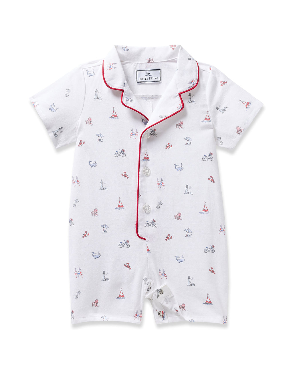 Petite Plume Twill Summer Romper in Coastal Charms