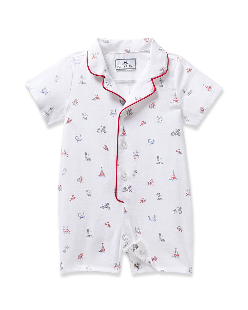 Petite Plume Twill Summer Romper in Coastal Charms