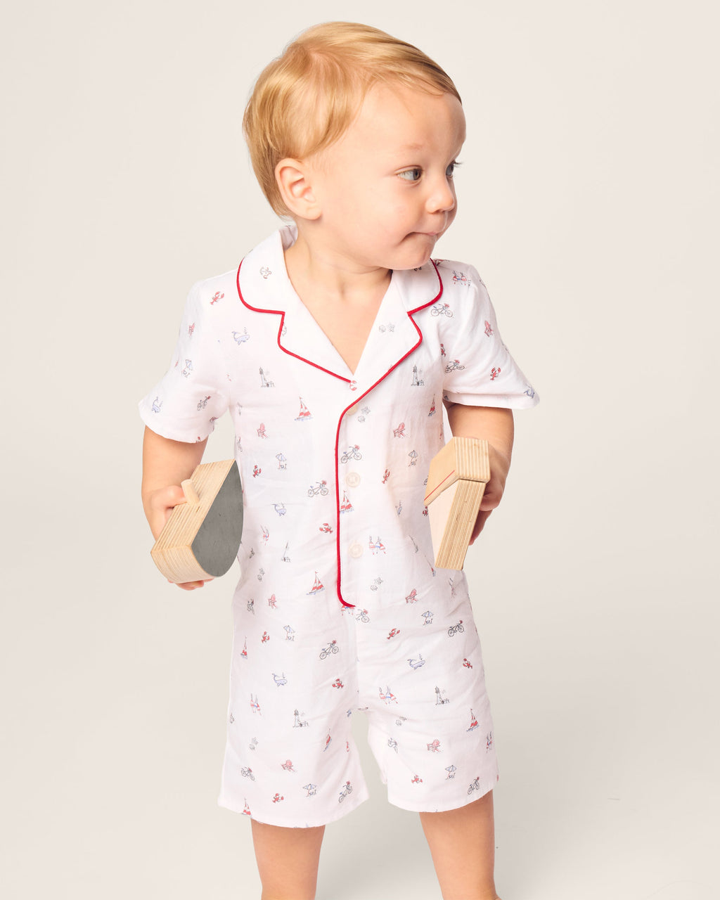 Petite Plume Twill Summer Romper in Coastal Charms