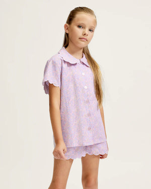 Petite Plume Twill Short Colette Pajama Set in Fleur Blush