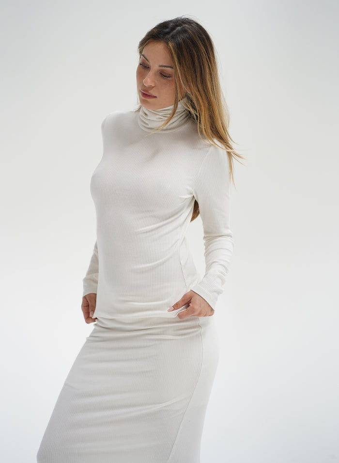 REED RIBBED LONG SLEEVE TURTLENECK