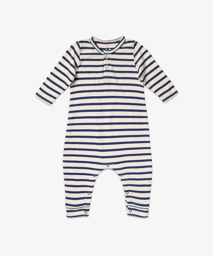 Oso & Me Baby Campbell Romper in Navy Stripe