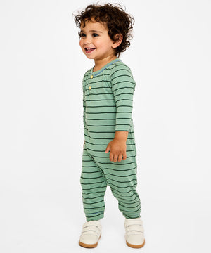 Oso & Me Baby Campbell Romper in Sage Stripe