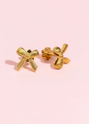 Pierced Co Classic Gold Bow Studs