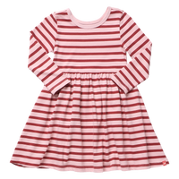 Coop Kids by Pink Chicken Sunny Dress in Pink/Burgundy Stripe