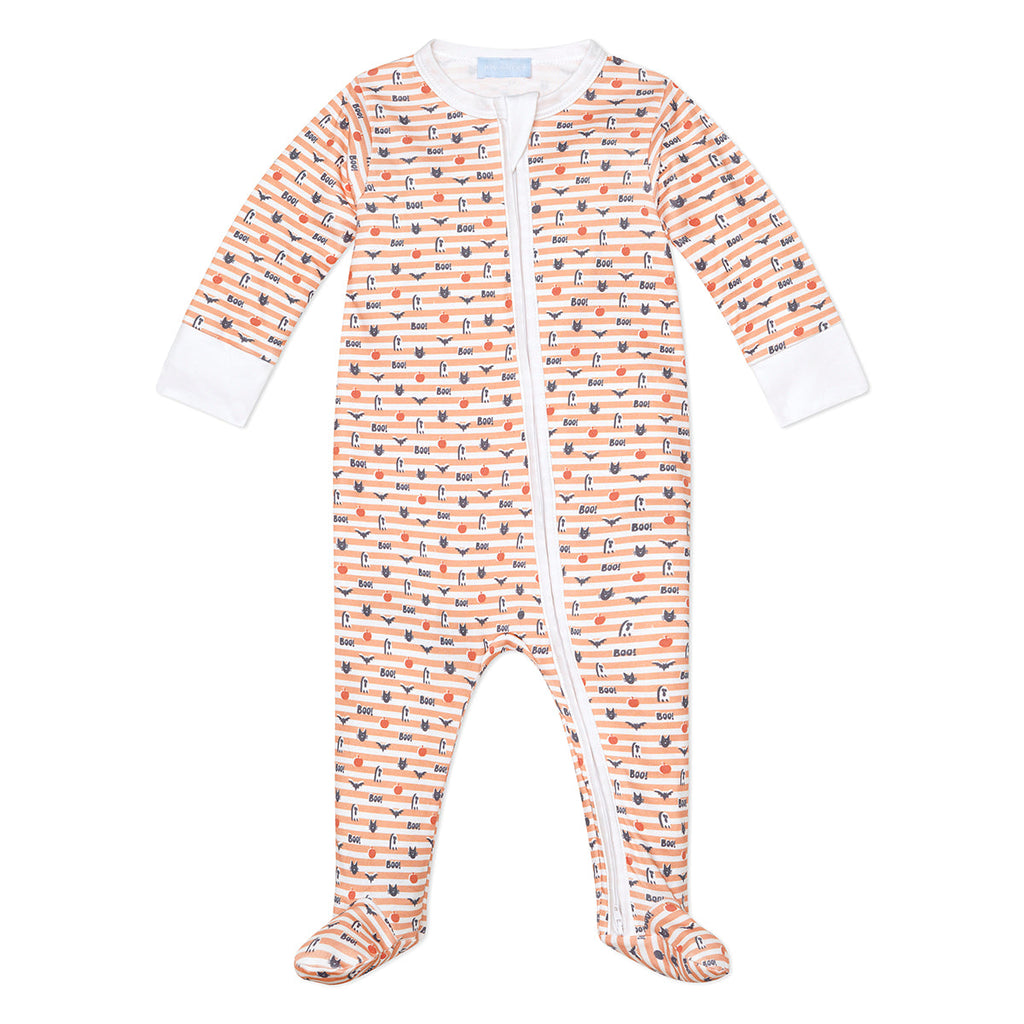 Joy Street Kids Zip Onesie in Pumpkin Stripe