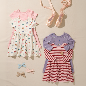 Coop Kids by Pink Chicken Sunny Dress in Pink/Burgundy Stripe