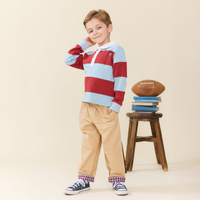 Pink Chicken Boys Albert Rugby Shirt in Blue & Maroon