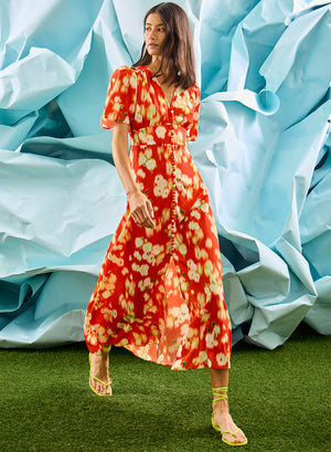 Hunter Bell Larson Dress in Aperol Ikat