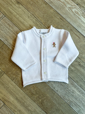 A Soft Idea Gingerbread Girl Baby Cardigan in White