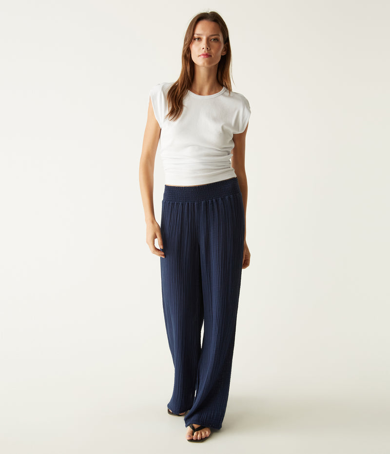 Michael Stars Susie Smocked Waist Pant in Nocturnal