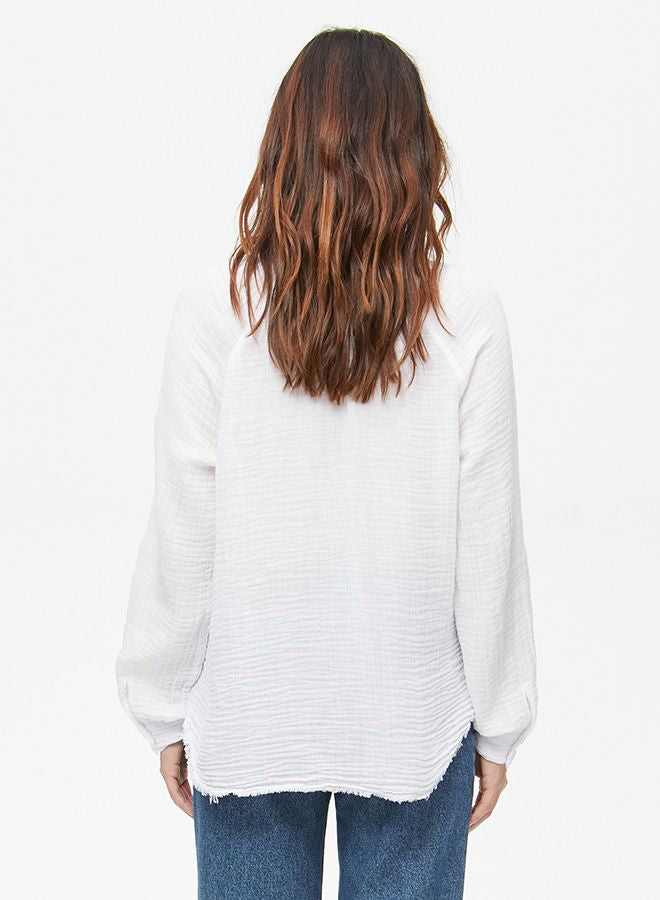 Michael Stars Toni Gauze Button Down Shirt in White