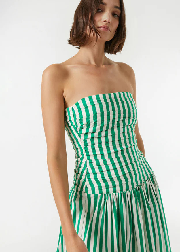 Rhode Selma Dress in Green Curacao Stripe